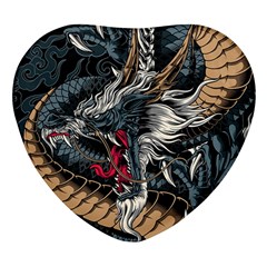 Dragon Snake Legend Japanese Mythology Heart Glass Fridge Magnet (4 Pack) by Perong