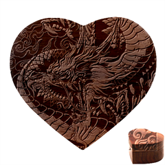 Dragon Snake Legend Japanese Mythology Heart Wood Jewelry Box by Perong