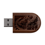 Dragon Snake Legend Japanese Mythology Wood Oval USB Flash Drive USB