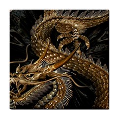 Japanese Dragon Pentagram Tile Coaster by Perong