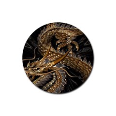 Japanese Dragon Pentagram Rubber Coaster (round) by Perong