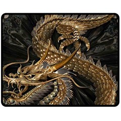 Japanese Dragon Pentagram Fleece Blanket (medium) by Perong