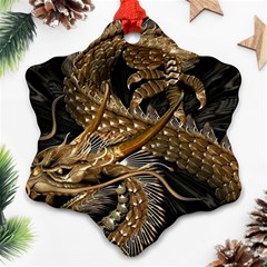 Japanese Dragon Pentagram Snowflake Ornament (two Sides)