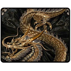 Japanese Dragon Pentagram Two Sides Fleece Blanket (medium) by Perong