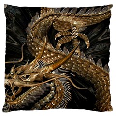 Japanese Dragon Pentagram Large Premium Plush Fleece Cushion Case (two Sides) by Perong