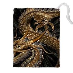 Japanese Dragon Pentagram Drawstring Pouch (4xl) by Perong