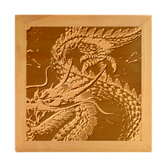 Japanese Dragon Pentagram Wood Photo Frame Cube by Perong