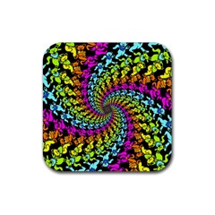 3d Grateful Dead 90 s Neon Dancing Bears Rubber Coaster (square) by Perong