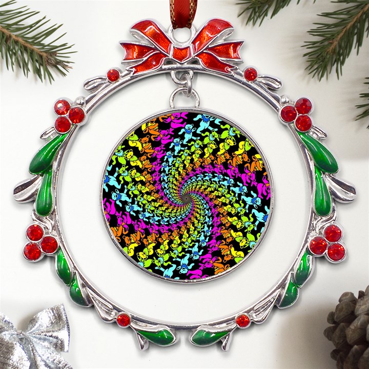 3d Grateful Dead 90 s Neon Dancing Bears Metal X mas Wreath Ribbon Ornament