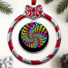 3d Grateful Dead 90 s Neon Dancing Bears Metal Red Ribbon Round Ornament by Perong