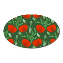 Poppy Fierce Wolf Poppies Bud Oval Magnet