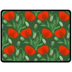 Poppy Fierce Wolf Poppies Bud Fleece Blanket (large) by Perong