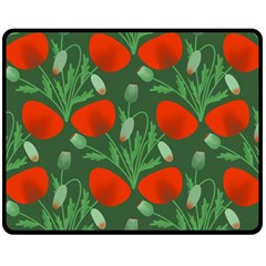 Poppy Fierce Wolf Poppies Bud Fleece Blanket (medium) by Perong