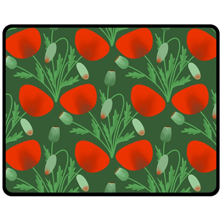 Poppy Fierce Wolf Poppies Bud Fleece Blanket (Medium)