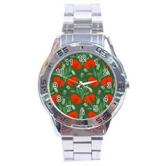 Poppy Fierce Wolf Poppies Bud Stainless Steel Analogue Watch