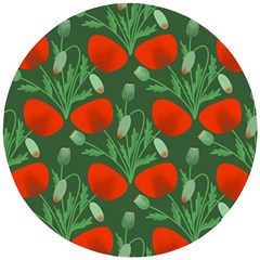 Poppy Fierce Wolf Poppies Bud Wooden Puzzle Round by Perong