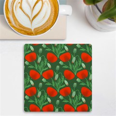 Poppy Fierce Wolf Poppies Bud Uv Print Square Tile Coaster  by Perong