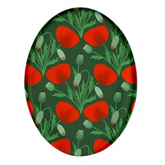 Poppy Fierce Wolf Poppies Bud Oval Glass Fridge Magnet (4 Pack) by Perong