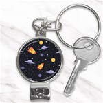 Cosmos Rocket Spaceship Ufo Nail Clippers Key Chain Front