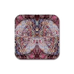 Stitches Blend Rubber Square Coaster (4 Pack) by kaleidomarblingart