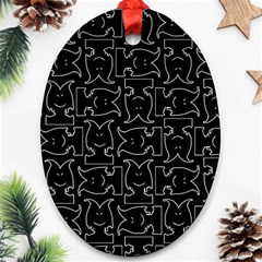 Enigmatic Demon Black And White Pattern Ornament (oval)