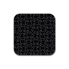 Enigmatic Demon Black And White Pattern Rubber Coaster (square) by dflcprintsclothing