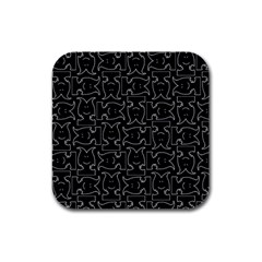 Enigmatic Demon Black And White Pattern Rubber Square Coaster (4 Pack) by dflcprintsclothing