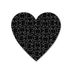 Enigmatic Demon Black And White Pattern Heart Magnet