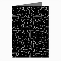 Enigmatic Demon Black And White Pattern Greeting Card by dflcprintsclothing