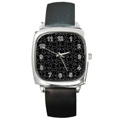 Enigmatic Demon Black And White Pattern Square Metal Watch by dflcprintsclothing