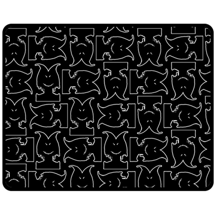 Enigmatic Demon Black and White Pattern Fleece Blanket (Medium)