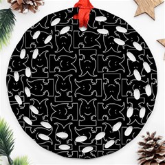 Enigmatic Demon Black And White Pattern Round Filigree Ornament (two Sides) by dflcprintsclothing