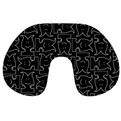 Enigmatic Demon Black And White Pattern Travel Neck Pillow by dflcprintsclothing