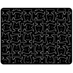 Enigmatic Demon Black And White Pattern Two Sides Fleece Blanket (medium) by dflcprintsclothing