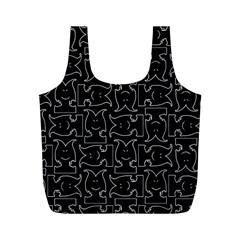 Enigmatic Demon Black And White Pattern Full Print Recycle Bag (m) by dflcprintsclothing