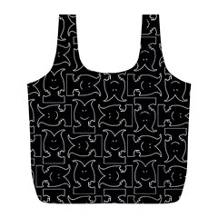 Enigmatic Demon Black And White Pattern Full Print Recycle Bag (l) by dflcprintsclothing