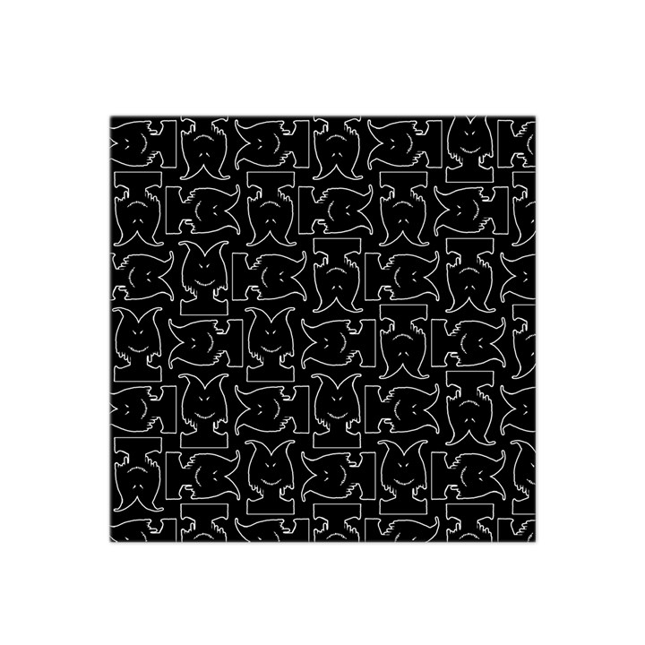 Enigmatic Demon Black and White Pattern Satin Bandana Scarf 22  x 22 