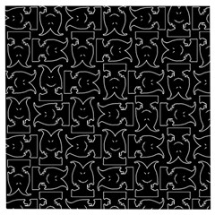 Enigmatic Demon Black And White Pattern Wooden Puzzle Square