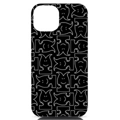 Enigmatic Demon Black And White Pattern Iphone 14 Black Uv Print Case by dflcprintsclothing