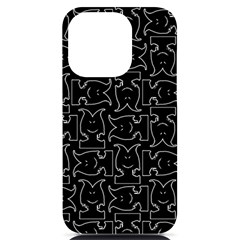 Enigmatic Demon Black And White Pattern Iphone 14 Pro Black Uv Print Case by dflcprintsclothing