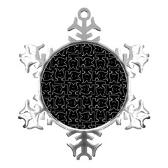 Enigmatic Demon Black And White Pattern Metal Small Snowflake Ornament by dflcprintsclothing