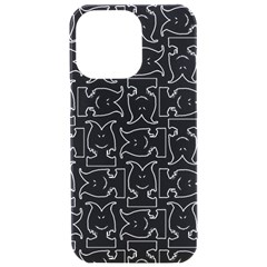 Enigmatic Demon Black And White Pattern Iphone 15 Pro Max Black Uv Print Pc Hardshell Case by dflcprintsclothing