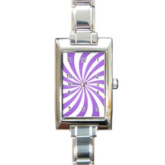 Spiral Vortex Rays Lavender Swirl Purple Rectangle Italian Charm Watch by Salmanaz77