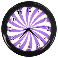 Spiral Vortex Rays Lavender Swirl Purple Wall Clock (black) by Salmanaz77