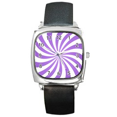 Spiral Vortex Rays Lavender Swirl Purple Square Metal Watch by Salmanaz77