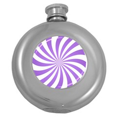 Spiral Vortex Rays Lavender Swirl Purple Round Hip Flask (5 Oz) by Salmanaz77