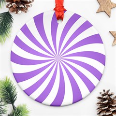 Spiral Vortex Rays Lavender Swirl Purple Round Ornament (two Sides)