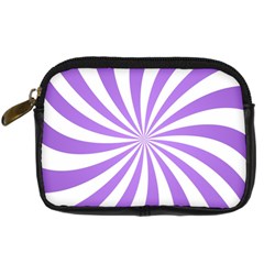 Spiral Vortex Rays Lavender Swirl Purple Digital Camera Leather Case by Salmanaz77