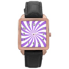 Spiral Vortex Rays Lavender Swirl Purple Rose Gold Leather Watch  by Salmanaz77