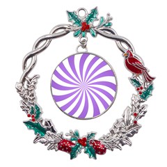 Spiral Vortex Rays Lavender Swirl Purple Metal X mas Wreath Holly Leaf Ornament by Salmanaz77